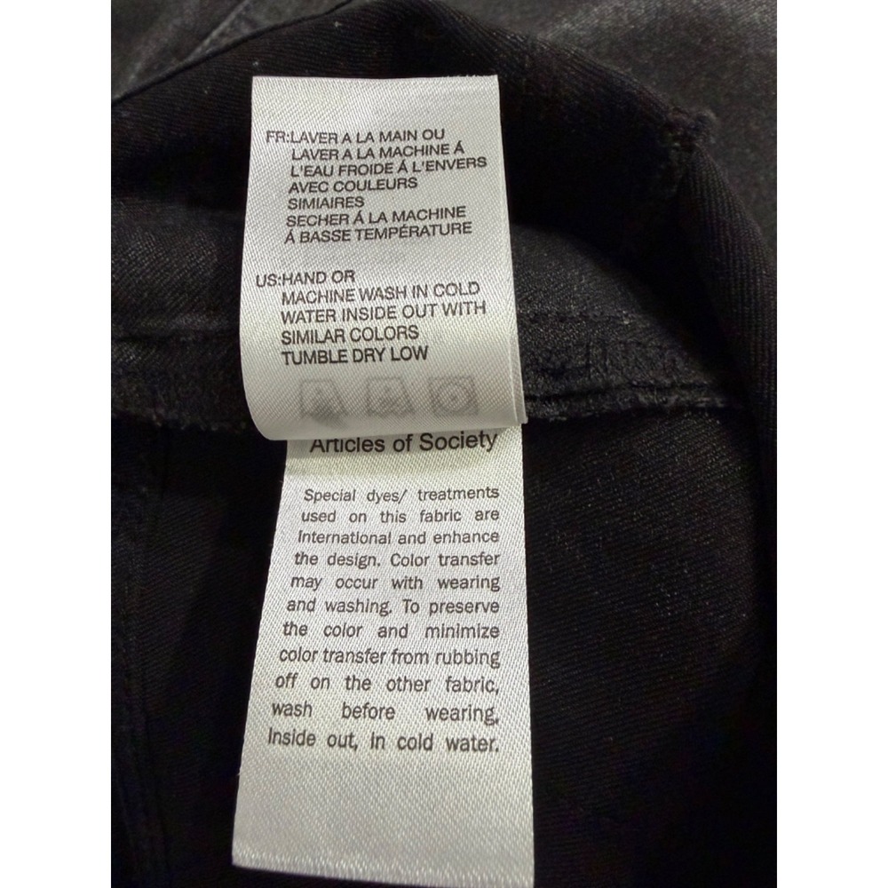 Articles of Society Sarah Coated Skinny Fit Jeans Black Womans Size 24 Mid Rise - Picture 9 of 9
